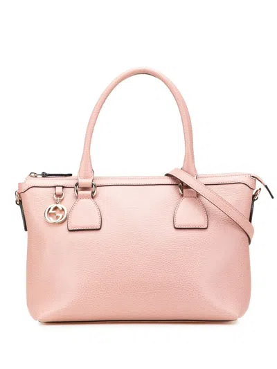 Pre-owned Gucci 2000-2015 Dollar Calfskin Gg Charm Satchel In Pink