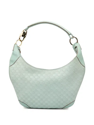 Pre-owned Gucci 2000-2015 G Square Suede Hobo Bag In Blue