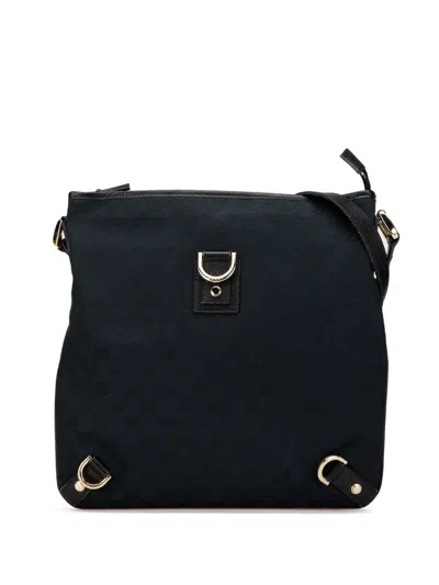 Pre-owned Gucci 2000-2015 Gg Canvas Abbey D Ring Crossbody Bag In Black