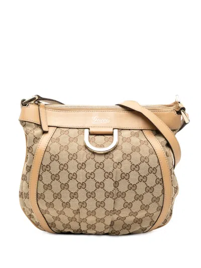 Pre-owned Gucci 2000-2015 Gg Canvas Abbey D Ring Crossbody Bag In Brown