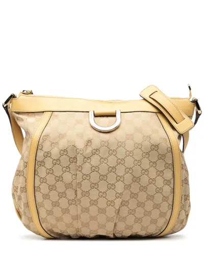Pre-owned Gucci 2000-2015 Gg Canvas Abbey D Ring Crossbody Bag In Yellow