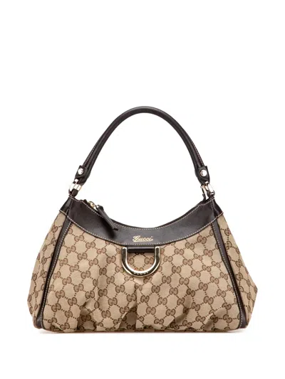 Pre-owned Gucci 2000-2015 Gg Canvas Abbey D Ring Handbag In Brown