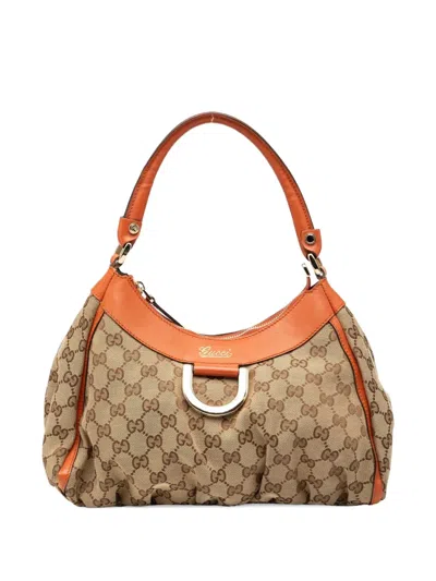 Pre-owned Gucci 2000-2015 Gg Canvas Abbey D Ring Handbag In Brown
