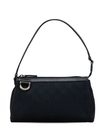 Pre-owned Gucci 2000-2015 Gg Canvas Abbey D Ring Pochette Handbag In Black