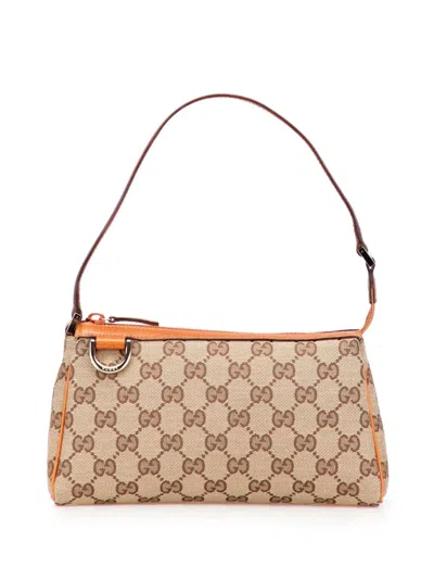Pre-owned Gucci 2000-2015 Gg Canvas Abbey D Ring Pochette Handbag In Brown