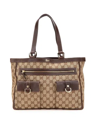 Pre-owned Gucci 2000-2015 Gg Canvas Abbey D Ring Pocket Tote Bag