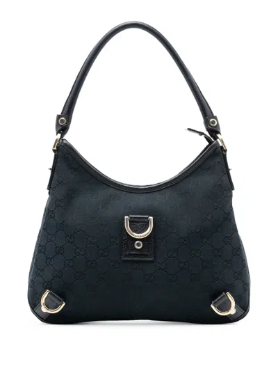 Pre-owned Gucci 2000-2015 Gg Canvas Abbey D Ring Shoulder Bag In Black