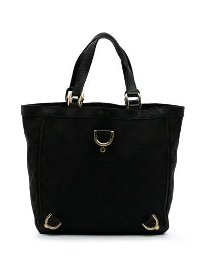 Pre-owned Gucci 2000-2015 Gg Canvas Abbey D Ring Tote Bag In Black