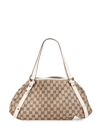 Pre-owned Gucci 2000-2015 Gg Canvas Abbey D Ring Tote Bag In Brown