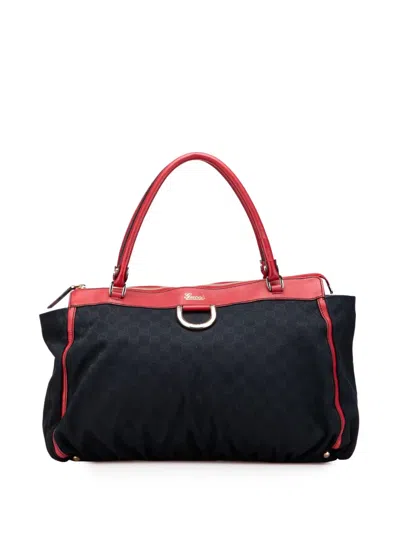 Pre-owned Gucci 2000-2015 Gg Canvas Abbey D Ring Tote Bag In Black