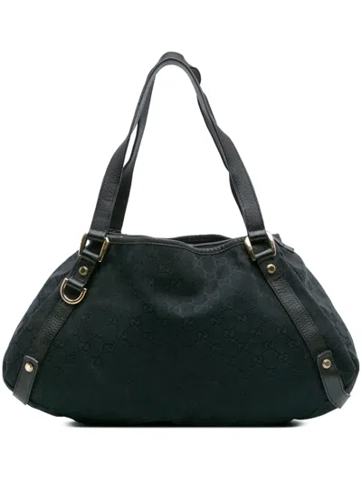 Pre-owned Gucci 2000-2015 Gg Canvas Abbey D Ring Tote Bag In Black