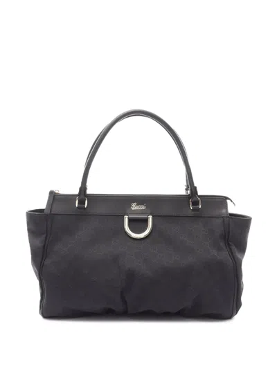 Pre-owned Gucci 2000-2015 Gg Canvas Abbey D Ring Tote Bag In Black