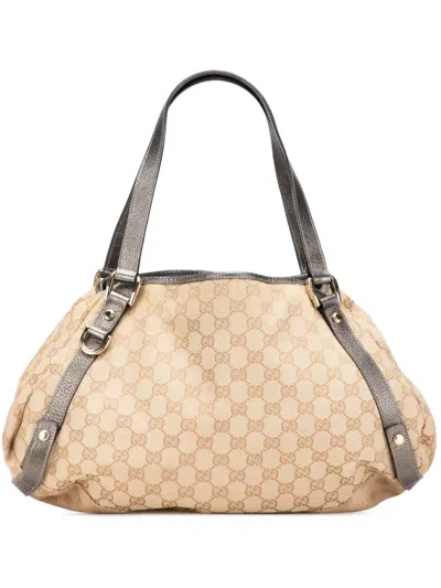 Pre-owned Gucci 2000-2015 Gg Canvas Abbey D Ring Tote Bag In Brown