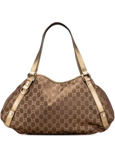 Pre-owned Gucci 2000-2015 Gg Canvas Abbey D Ring Tote Bag In Brown