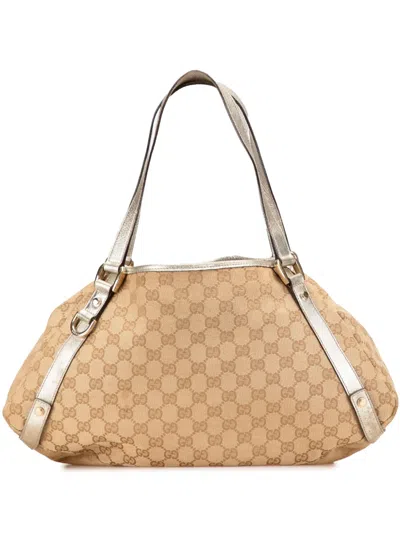 Pre-owned Gucci 2000-2015 Gg Canvas Abbey D Ring Tote Bag In Brown