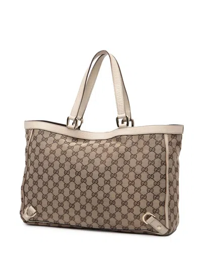 Pre-owned Gucci 2000-2015 Gg Canvas Abbey D Ring Tote Bag In Brown
