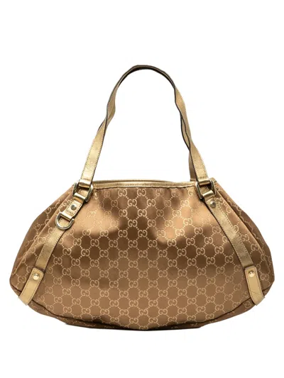 Pre-owned Gucci 2000-2015 Gg Canvas Abbey D Ring Tote Bag In Brown
