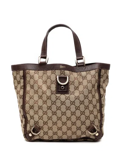 Pre-owned Gucci 2000-2015 Gg Canvas Abbey D Ring Tote Bag In Brown