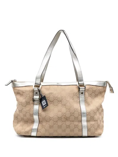 Pre-owned Gucci 2000-2015 Gg Canvas Abbey D Ring Tote Bag In Brown