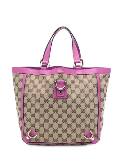 Pre-owned Gucci 2000-2015 Gg Canvas Abbey D Ring Tote Bag In Brown