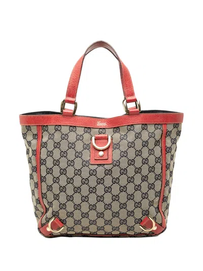 Pre-owned Gucci 2000-2015 Gg Canvas Abbey D Ring Tote Bag In Brown