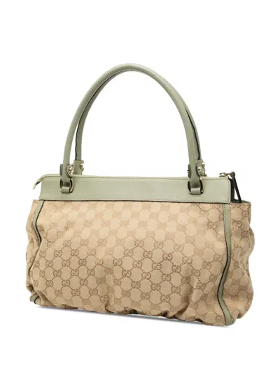 Pre-owned Gucci 2000-2015 Gg Canvas Abbey D Ring Tote Bag In Green
