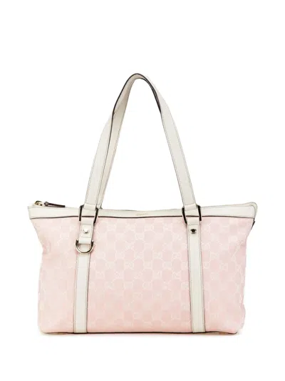 Pre-owned Gucci 2000-2015 Gg Canvas Abbey D Ring Tote Bag In Pink