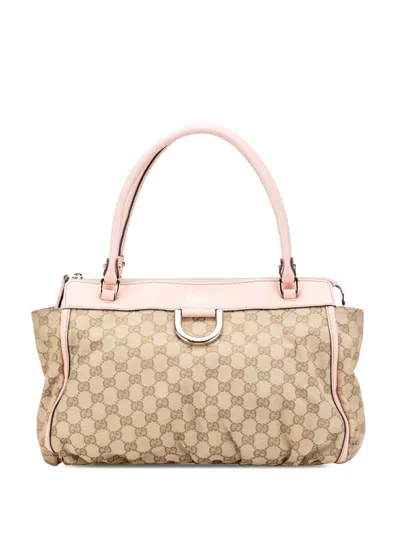 Pre-owned Gucci 2000-2015 Gg Canvas Abbey D Ring Tote Bag In Pink