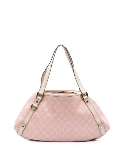 Pre-owned Gucci 2000-2015 Gg Canvas Abbey D Ring Tote Bag In Pink