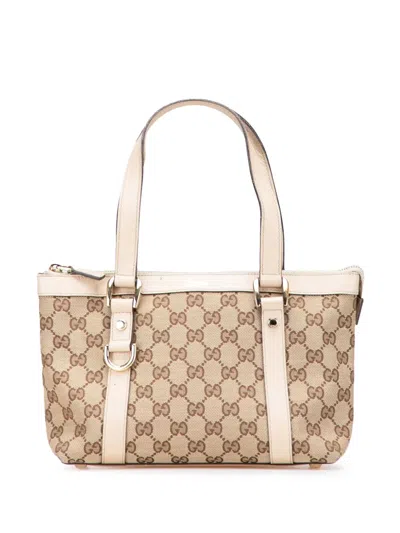 Pre-owned Gucci 2000-2015 Gg Canvas Abbey D Ring Tote Bag In White