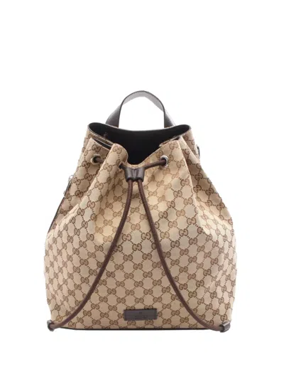 Pre-owned Gucci 2000-2015 Gg Canvas Backpack In Brown