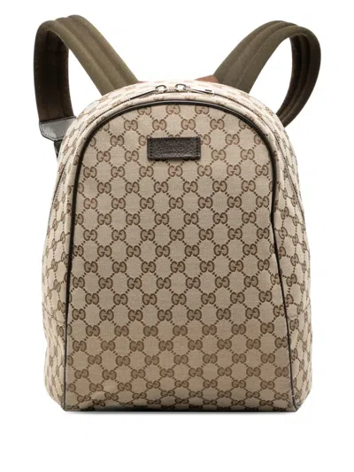 Pre-owned Gucci 2000-2015 Gg Canvas Backpack In Brown