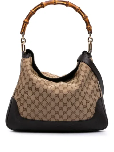 Pre-owned Gucci 2000-2015 Gg Canvas Bamboo Diana Satchel
