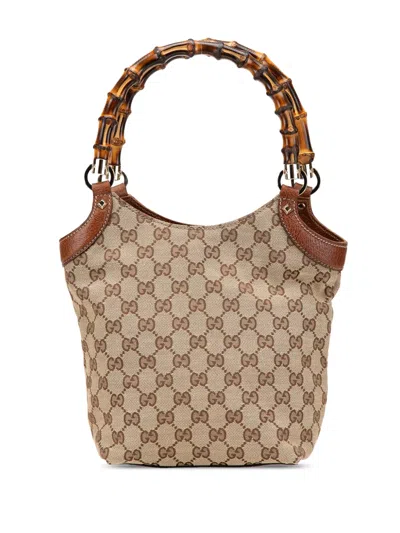 Pre-owned Gucci 2000-2015 Gg Canvas Bamboo Handbag