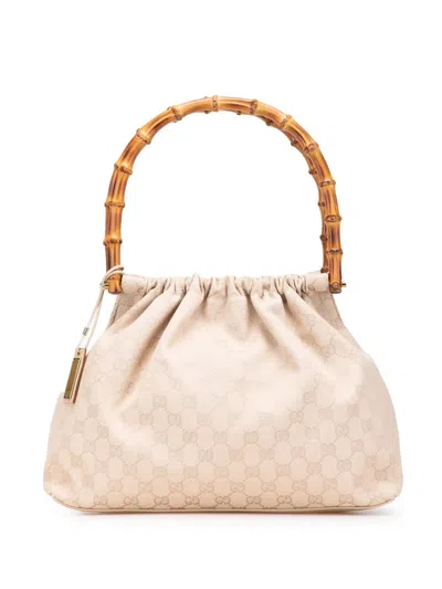Pre-owned Gucci 2000-2015 Gg Canvas Bamboo Handbag In Brown