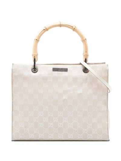 Pre-owned Gucci 2000-2015 Gg Canvas Bamboo Satchel In Brown