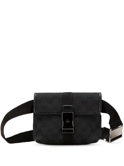 Pre-owned Gucci 2000-2015 Gg Canvas Belt Bag In Black