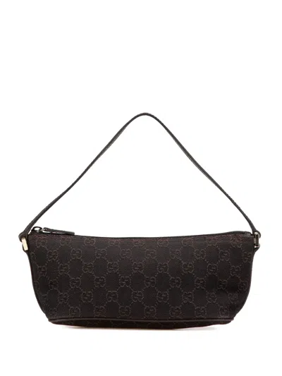 Pre-owned Gucci 2000-2015 Gg Canvas Boat Shoulder Bag In Brown