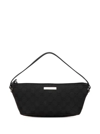 Pre-owned Gucci 2000-2015 Gg Canvas Boat Shoulder Bag In Black