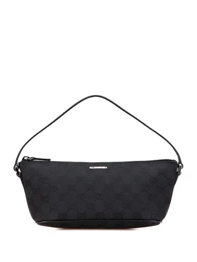Pre-owned Gucci 2000-2015 Gg Canvas Boat Shoulder Bag In Black