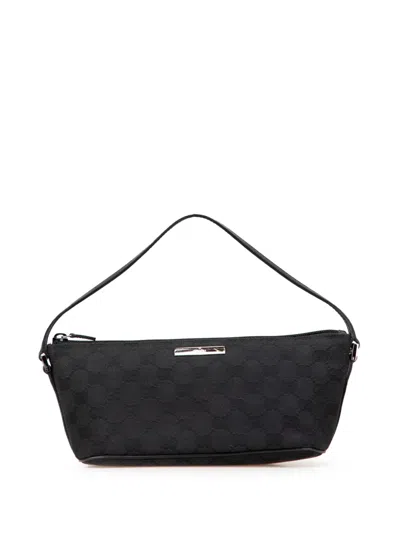 Pre-owned Gucci 2000-2015 Gg Canvas Boat Shoulder Bag In Black