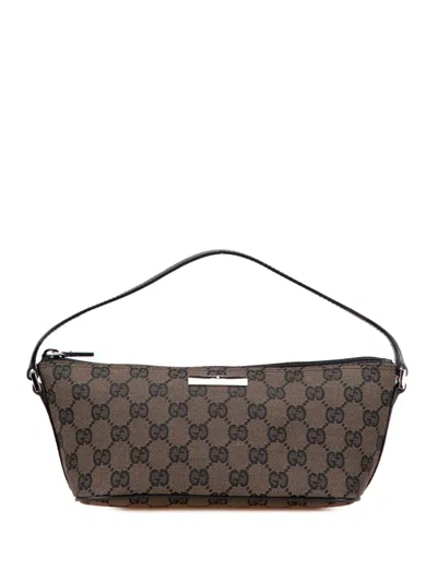 Pre-owned Gucci 2000-2015 Gg Canvas Boat Shoulder Bag In Brown