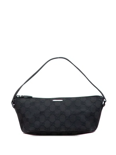 Pre-owned Gucci 2000-2015 Gg Canvas Boat Shoulder Bag In Black