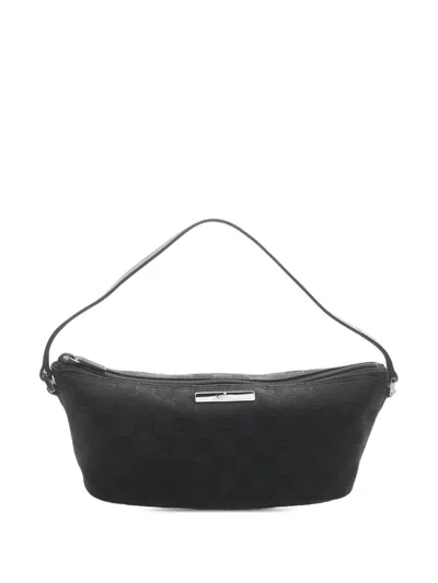 Pre-owned Gucci 2000-2015 Gg Canvas Boat Shoulder Bag In Black