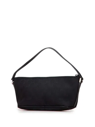Pre-owned Gucci 2000-2015 Gg Canvas Boat Shoulder Bag In Black