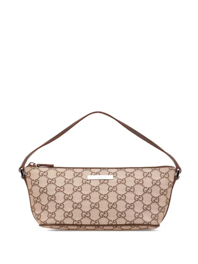 Pre-owned Gucci 2000-2015 Gg Canvas Boat Shoulder Bag In Brown