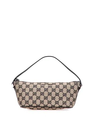 Pre-owned Gucci 2000-2015 Gg Canvas Boat Shoulder Bag In Brown