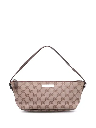 Pre-owned Gucci 2000-2015 Gg Canvas Boat Shoulder Bag In Brown