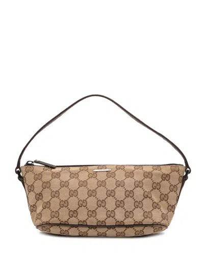 Pre-owned Gucci 2000-2015 Gg Canvas Boat Shoulder Bag In Brown