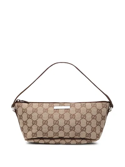 Pre-owned Gucci 2000-2015 Gg Canvas Boat Shoulder Bag In Brown